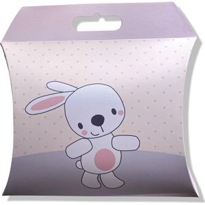 Luxe Baby Gift box - Konijn - 39 x 6,5 x 33,5 cm - Grijs/ Roze