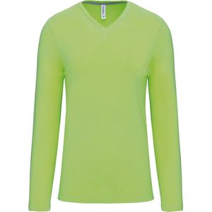 Kariban T-shirt V-hals lange mouwen K358 - Lime - 3XL