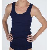 Set van 2x stuks beeren heren hemd/singlet navy blauw 100% katoen - Herenondergoed hemden, maat: L