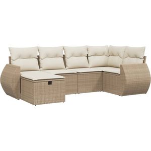 vidaXL Loungeset 6-Delig - Beige - Inclusief Kussens