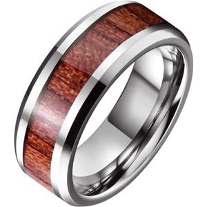 Wolfraam heren ring Tom Jaxon Zilverkleurig Glans Palissander Inlay-21.5mm