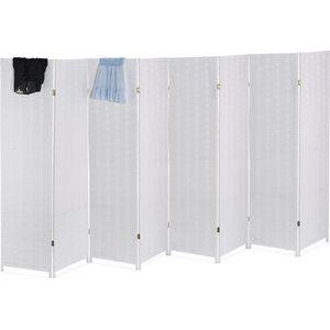 Relaxdays kamerscherm 6 panelen - kamerverdeler - klapbaar - scheidingswand - roomdivider - wit