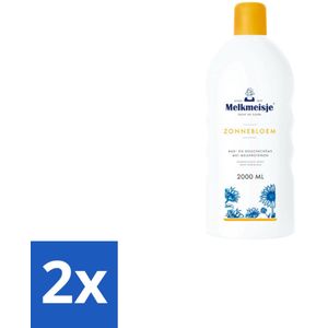 Melkmeisje – Bad & Douchecrème – Zonnebloem – 2000 ml - Voordeelverpakking - 2 stuks