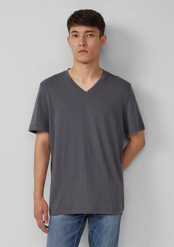 s.Oliver - Shirt - Grijs - V-hals - Kwartmouw