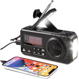 Digital DAB/FM Radio Batteria da 4000mAh con Ricarica Solare USB - Radio Campeggio Torcia LED Lampada da Lettura SOS - Manovella Portatile
