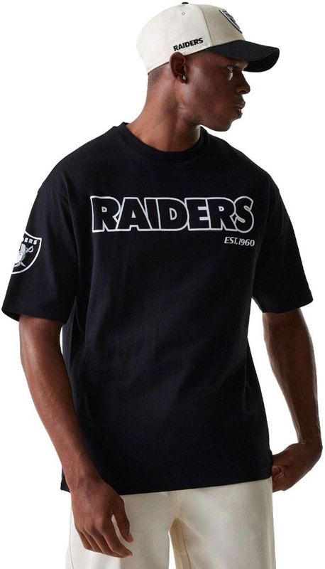 New Era - NFL Heritage - T-shirt - Zwart - Korte Mouwen - Oversized