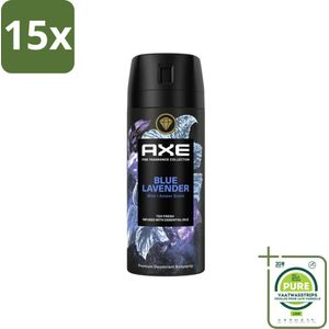 15 x AXE - Deodorant Spray - Blue Lavender - Premium Geur - Rustgevend & Fris - 150 ml - Grootverpakking - Deodorant Spray - Lavendel Geur - Premium Deodorant - Langdurige Frisheid - AXE Blue Lavender