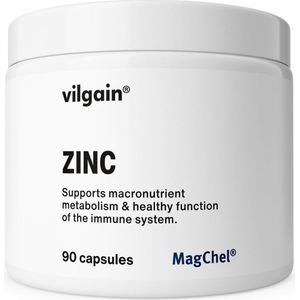 Vilgain Zink Bisglycinaat - MagChel® - 90 vegan capsules - Zinc glycinate - Zinkbisglycinaat