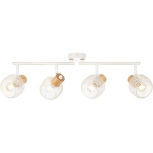 BRILLIANT lamp Giada spotbuis 4-lichts wit / licht hout | 4x D45, E14, 25W, geschikt voor vallampen niet inbegrepen | Hoofden draaibaar | Geschikt voor LED-lampen