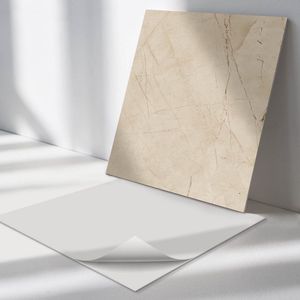 Wallfluent Vinyl Wandpaneel - Elegant marmerpatroon Wandpaneel PVC - 50 cm x 50 cm - Beige Vinyl Wandpaneel - Set van 4 - Vierkant Wandbekleding Vinyl - Texturen Wandpaneel - Zelfklevend Wandpaneel - Wandpaneel Keuken en Badkamer