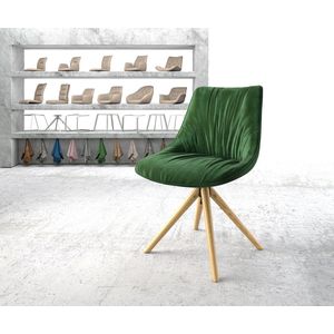 Draaistoel Elda-Flex houten frame conisch fluweel groen 180° draaibaar