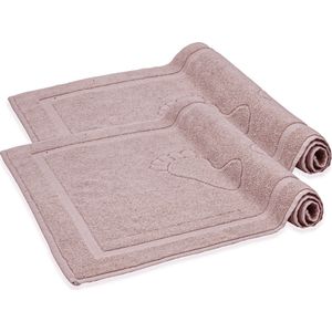 Komfortec Badmat Set - 2 stuks - Zachte en Absorberende Douchemat/Handdoek - 50x80 cm - 100% Katoen - Roze