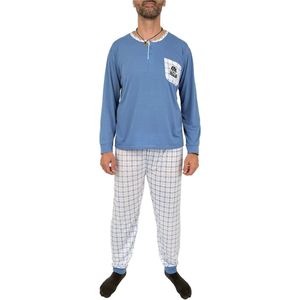 Tweedelige herenpyjama met lange mouwen en lange broek van 85% katoen