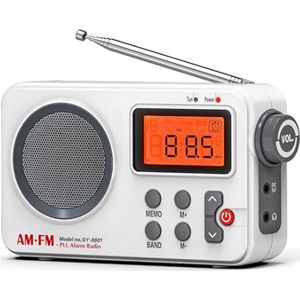 Noodradio - Solar Opwindbaar - Solar powerbank - Zonneenergie - Survival Noodpakket - Zaklamp Oplaadbaar - AM/FM - Noodrantsoen - Wit