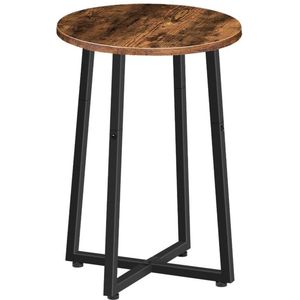 Ronde zijtafel, ronde accent eindtafel met stevig X-vormig metalen frame, 15,7 ronde nachtkastje, voor woonkamer, slaapkamer, balkon, kantoor, rustiek bruin