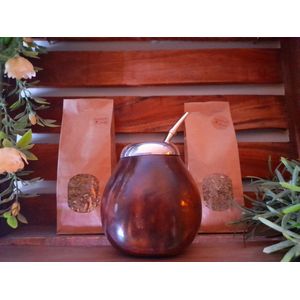 Yerba Mate Argetina Set - Kalebas uit Argentinië | 2x100 Gram CBSé Yerba Mate Fruitmix Thee | Bombilla