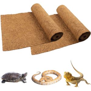 Natuarlijke kokosvezel reptielen tapijt verpakking van 2 - terrarium voering voor bebaarde draak, luipaardgekko, leguaan, hagedis, slang en schildpad - 100 x 50 cm Reptielenverblijf