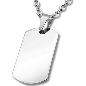 Amanto Ketting Arja - 316L Staal - Graveer - Dogtag - 38x22mm - 60cm