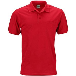 James and Nicholson Heren Werkkleding Polo Pocket Shirt (Rood)