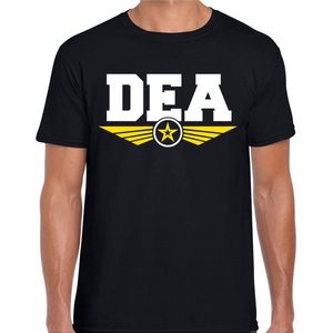 DEA agent verkleed t-shirt zwart voor heren - politie drugs bestrijding / geheime dienst - verkleedkleding / tekst shirt L