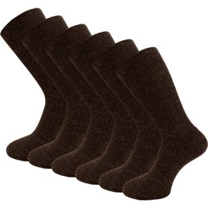 6 paar Herensokken - Wol - Donkerbruin - Maat 39-41