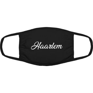 Haarlem mondkapje | gezichtsmasker | bescherming | bedrukt | logo | Zwart mondmasker van katoen, uitwasbaar & herbruikbaar. Geschikt voor OV