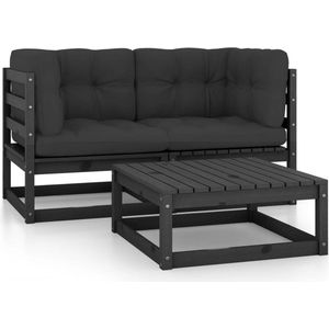 vidaXL Loungeset 3-delig met Kussens - Grenenhout Hoekbank - Lounge Set - Tuinset - Tuinmeubel - Houten Bank