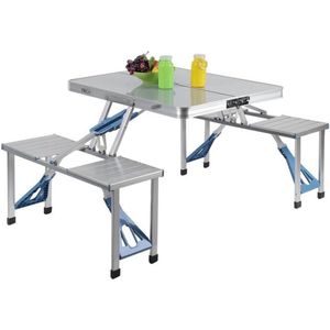 NordFalk picknicktafel inklapbaar 4-personen - Campingtafel aluminium - 123x87x66 cm