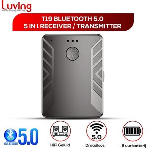 Luving - T19 - Bluetooth 5.0 Draadloze Adapter - Ontvanger en Zender - Handsfree Bellen