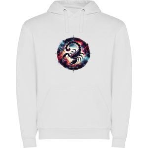 Witte unisex hoodie met “ Kleurrijke Sterrenbeeld Schorpioen – Astrologie – Horoscoop – Zodiac Signs “ Print Full Color Color merk Roly maat S