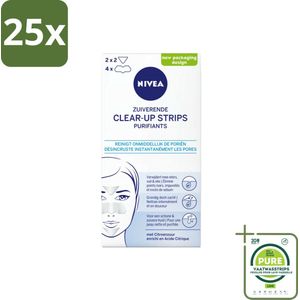 25 x NIVEA - Reinigingsstrips - Zuiverende Neusstrips - Tegen Mee-eters - Gezichtsreiniger - 6 Reinigingsstrips - Grootverpakking - NIVEA Clear-up Strips - Mee-eters Verwijderen - Neusstrips - Gezichtsreiniger - Onzuiverheden