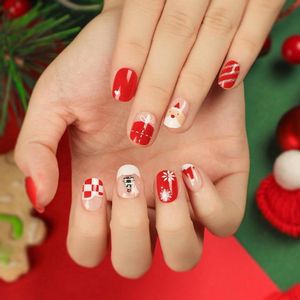 Allecto plus - Nagelset met 24 rode kerstnagels voor vrouwen en meisjes