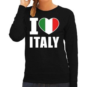 I love Italy supporter sweater / trui voor dames - zwart - Italie landen truien - Italiaanse fan kleding dames S