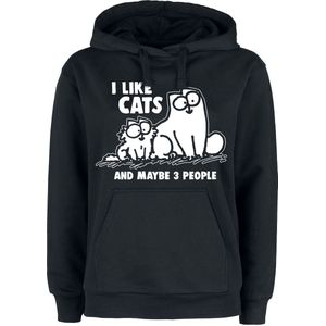 Simon's Cat I Like Cats And Maybe 3 People Dames Trui met capuchon - zwart - S