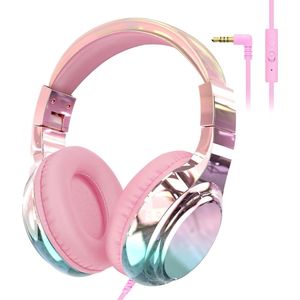 StayPowered Kinderkoptelefoon - Veilig & Comfortabel Luisteren - Volumebegrenzing 85/94 dB - Verstelbaar & Opvouwbaar - Zachte Over-Ear Kussens - Ingebouwde Microfoon - 3.5 mm Aansluiting - Roze/Blauw - Levering Sneller dan Aangegeven!