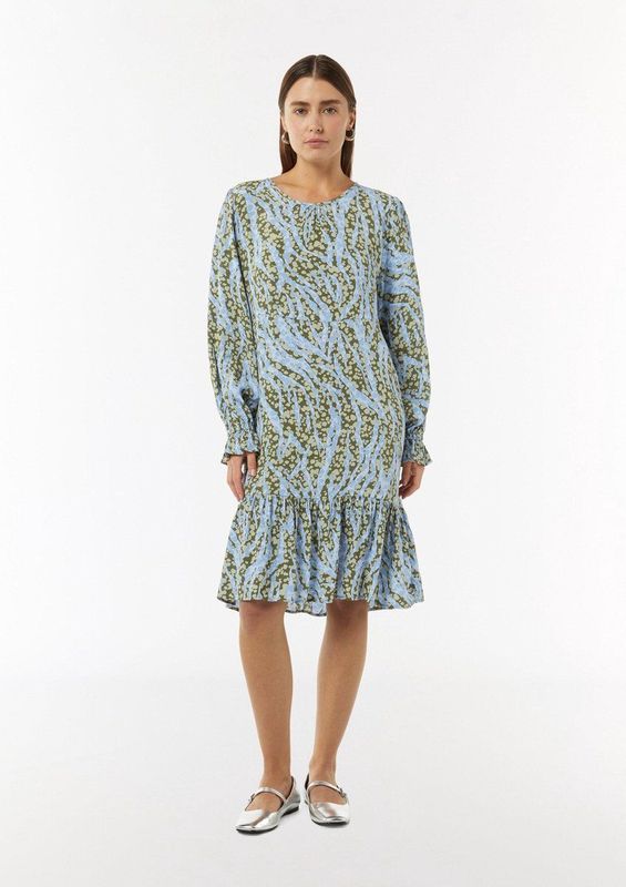 comma - Korte Jurk - Viscose - Zwart - Volant-details