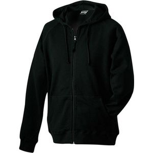 James and Nicholson Unisex Hooded Jacket (Zwart)
