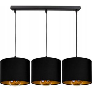 Hanglamp - Plafondlamp Industrieel 3-Lamps Zwart/Goud Kap Eetkamer