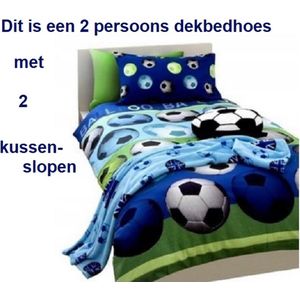 2 -persoons dekbedovertrek - blauw / groen - Football - sport - voetbal dekbed overtrek met 2 kussenslopen