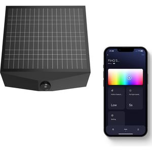 FlinQ Orion - Smart Solar Wandlamp - Solar Tuinverlichting - Zonne-energie - Wit en Gekleurd licht - Bewegingssensor - Alexa & Google Assistant - Zwart