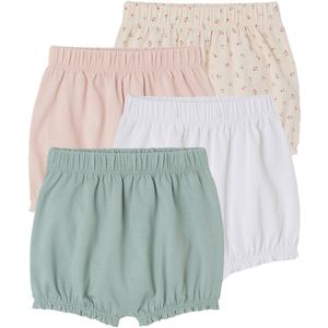 Vertbaudet - Set van 4 Meisjesshorts - Pasgeborene - Biologisch Katoen