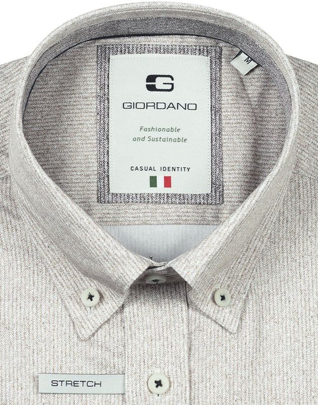 Giordano - Overhemd - Beige - Lange Mouw - Satin Stretch Micr