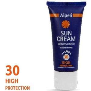 Alpen Zonnebrandcreme Factor 30 - Wintersportproof - Cold Stopper - 30 ml.