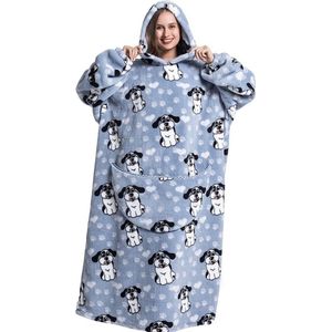 Hoodie Deken Met Mouwen - Onesie - Fleece Blanket - Dames - Heren - Kinderen - Plaid - Knuffeldeken - Extra Zacht & Warm - Hond