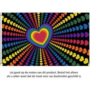 Pride Hartjes Vlag 150x90CM - LGBT - Regenboog Vlag - Gay - Lesbienne - Lesbian - Genderfluid - Hearts Flag Polyester
