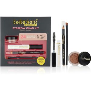Bellapierre - Eyebrow quad kit - Ginger Blonde - Wenkbrauw potlood - Wenkbrauw poeder - Wenkbrauw gelmascara - penseel - Mineral Make Up - Wenkbrauw kit