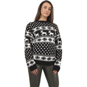 Unisex Kerst Rendier Sneeuwvlok Gebreide Fairisle Jumper voor Dames