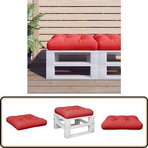 vidaXL Palletkussen - Rood - 61,5x60x10 cm - Waterafstotend Palletkussen - Tuinkussen - Balkondecoratie - Outdoor Accessoires - Zitkussen