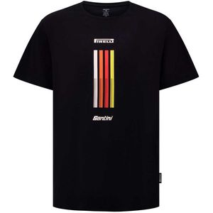 Santini Pirelli Tape T-shirt Met Korte Mouwen Zwart XL Man,Vrouw