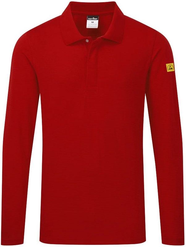 Portwest - AS23 - Polo Lange Mouw - Diep Rood - Antistatisch